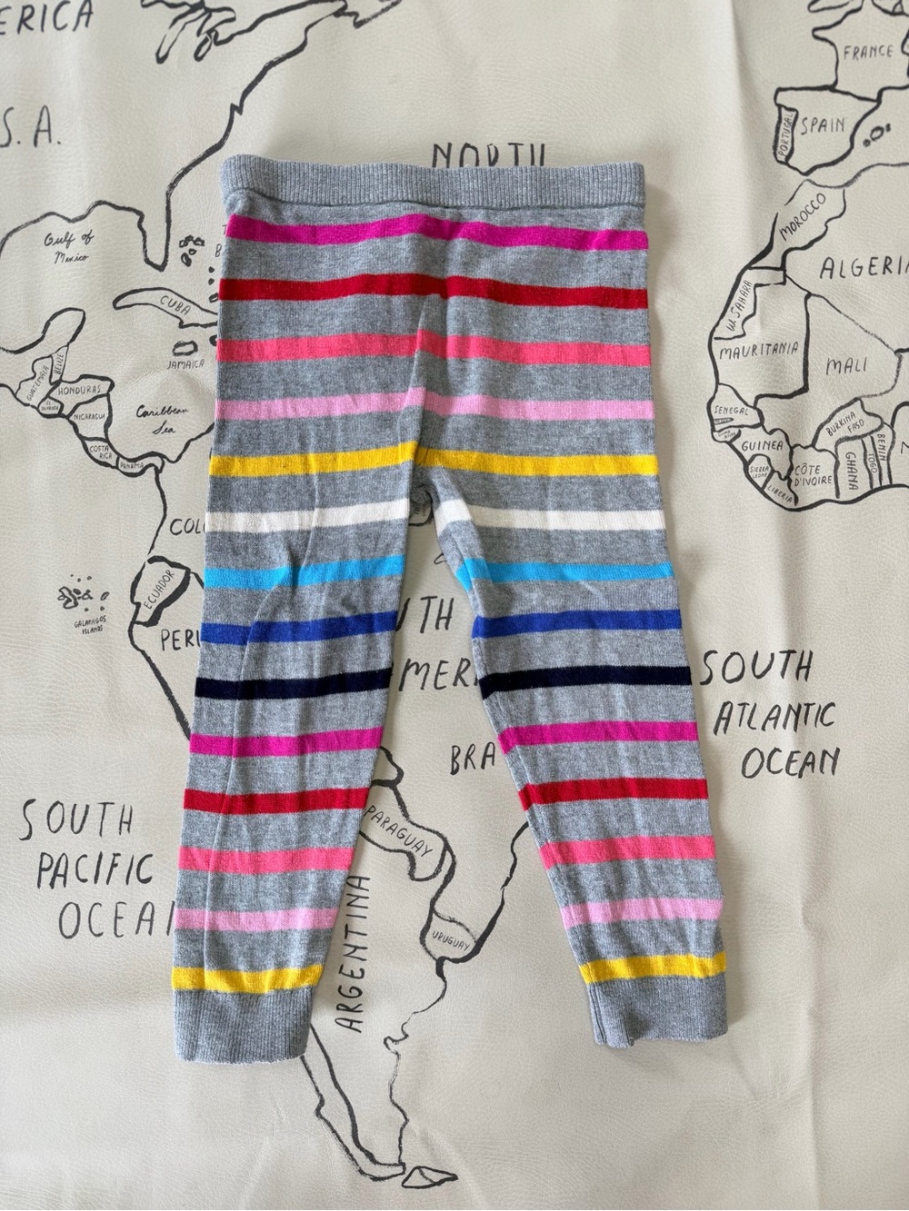 GAP Gray knit Leggings with Multicolor Stripes
